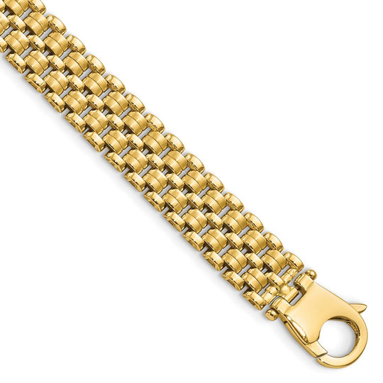 Pulsera de Patrón de Tejido de Canasta Cepillado y Pulido de 14K de 7.5 Pulgadas