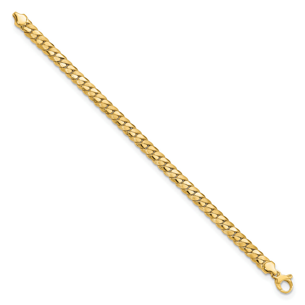 Pulsera de Eslabones Elegantes Satinados y Pulidos de 6.5 mm en Oro Amarillo de 14K