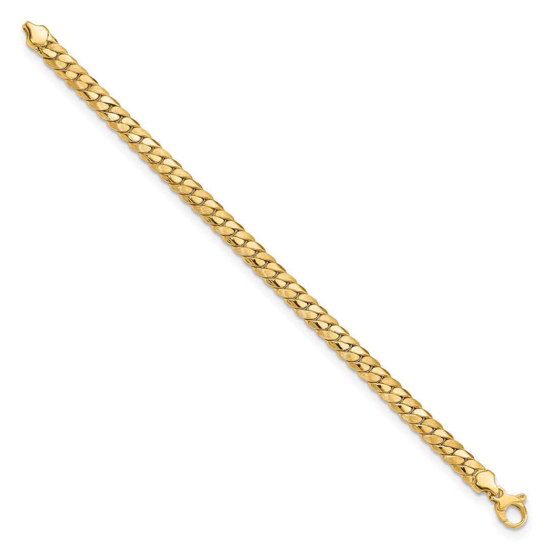 Pulsera de Eslabones Elegantes Satinados y Pulidos de 6.5 mm en Oro Amarillo de 14K