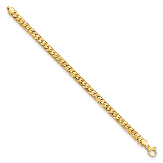 Pulsera de Eslabones Elegantes Satinados y Pulidos de 6.5 mm en Oro Amarillo de 14K
