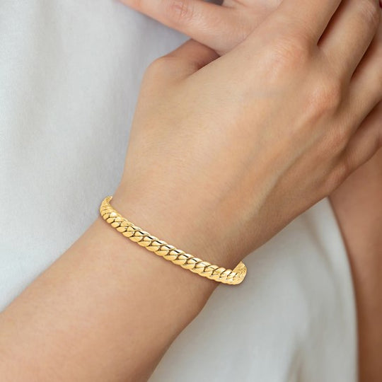 Pulsera de Enlace Fancy Pulida de Oro Amarillo de 14K