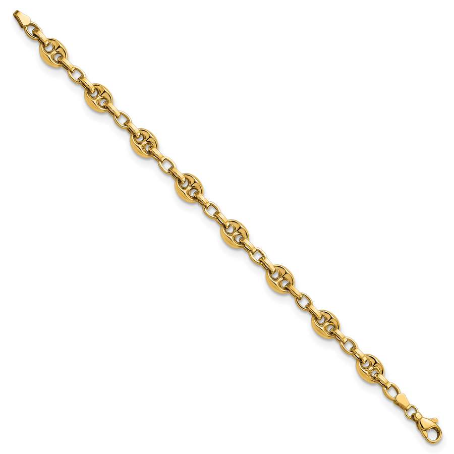 Pulsera 14K de Enlace Fancy Pulido 7.75 Pulgadas