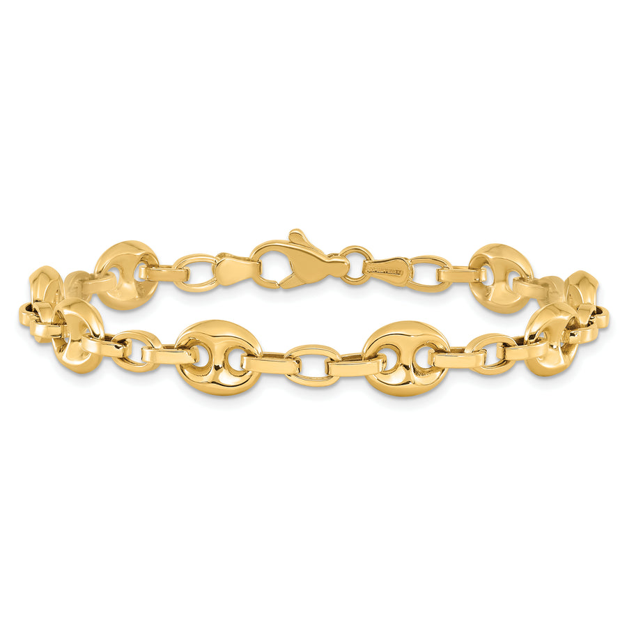 Pulsera 14K de Enlace Fancy Pulido 7.75 Pulgadas