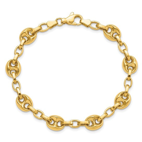 Pulsera 14K de Enlace Fancy Pulido 7.75 Pulgadas