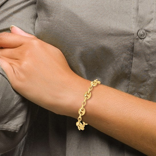 Pulsera 14K de Enlace Fancy Pulido 7.75 Pulgadas