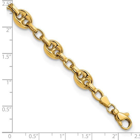 Pulsera 14K de Enlace Fancy Pulido 7.75 Pulgadas