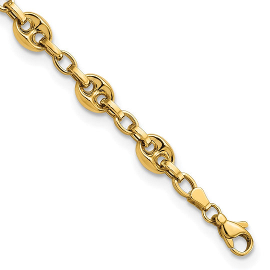Pulsera 14K de Enlace Fancy Pulido 7.75 Pulgadas