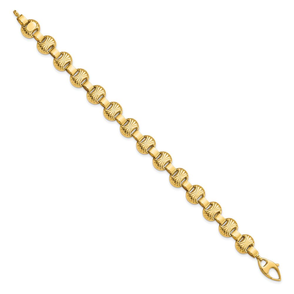 Pulsera Fancy Texturizada y Pulida de 14K Amarillo