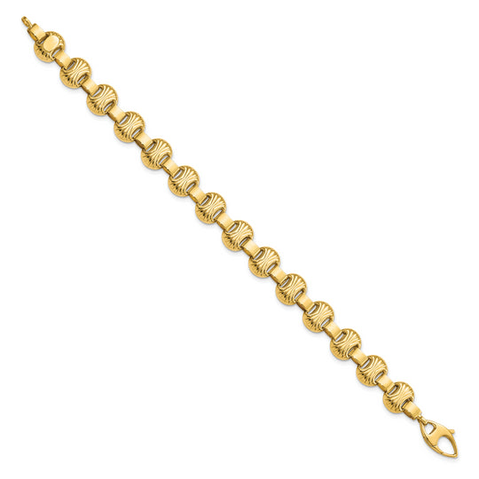 Pulsera Fancy Texturizada y Pulida de 14K Amarillo