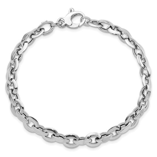 Pulsera de Eslabones Elegantes Pulidos en Oro Blanco de 14K