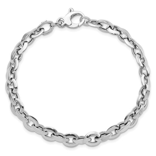 Pulsera de Eslabones Elegantes Pulidos en Oro Blanco de 14K