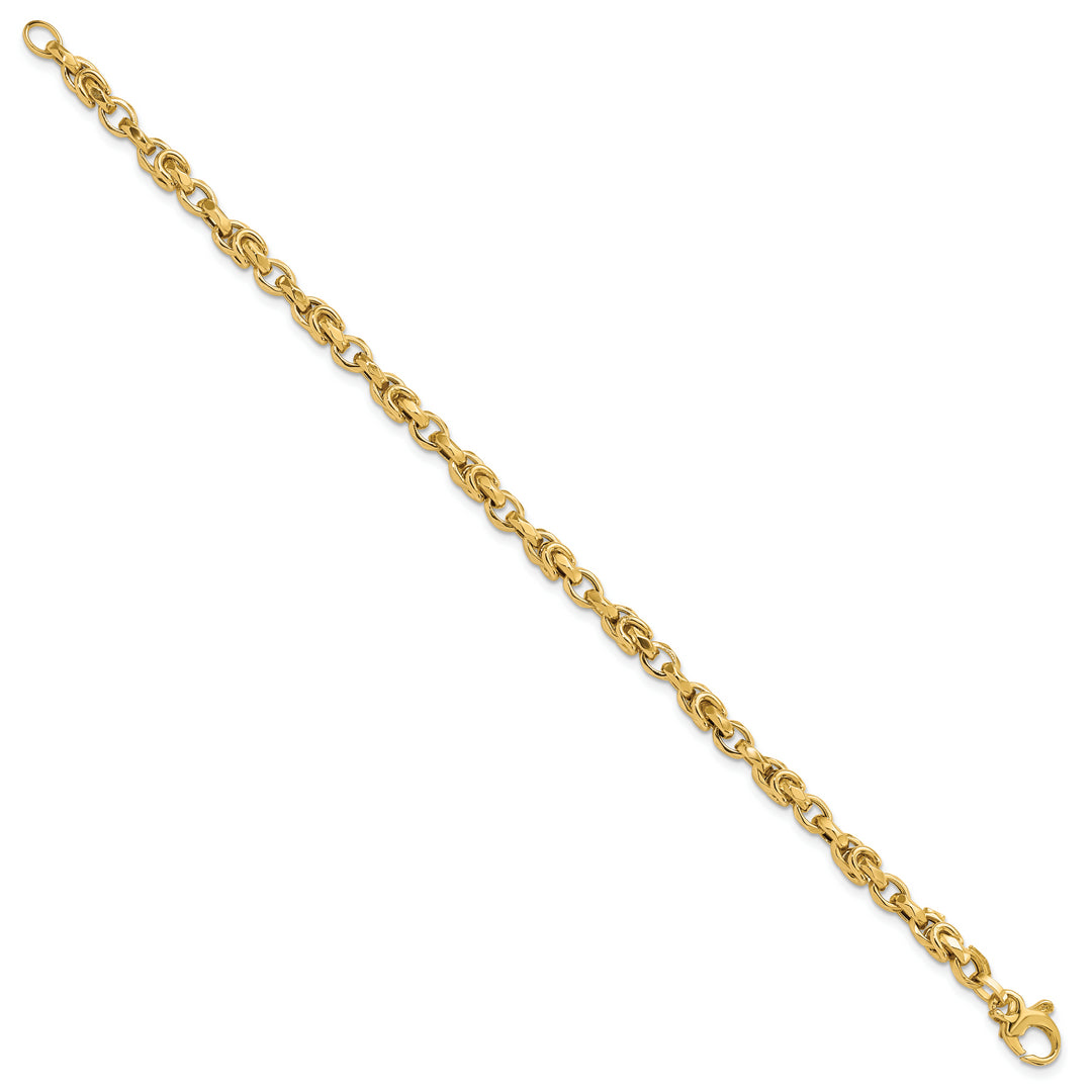 Pulsera de Enlaces de Estilo Bizantino en Oro de 14k Pulido