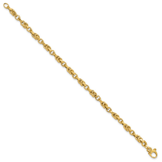 Pulsera de Enlaces de Estilo Bizantino en Oro de 14k Pulido