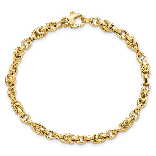 Pulsera de Enlaces de Estilo Bizantino en Oro de 14k Pulido