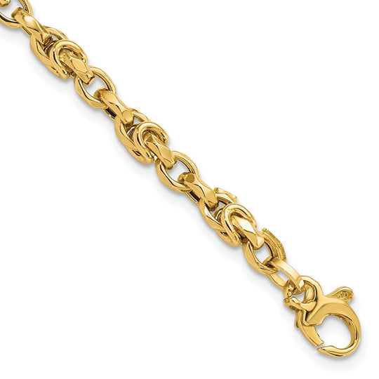 Pulsera de Enlaces de Estilo Bizantino en Oro de 14k Pulido