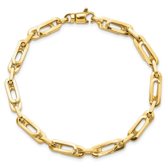 Pulsera de Enlace Elegante para Hombre 14K Oro Pulido