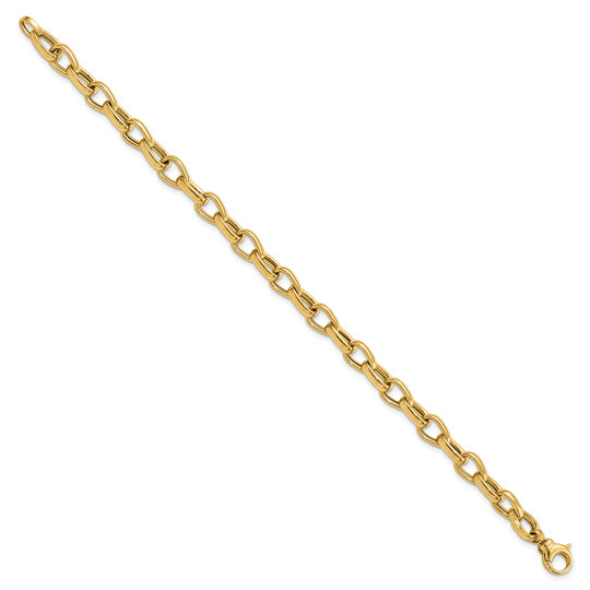 Pulsera con Enlaces de Diseño en Oro de 14k Pulido