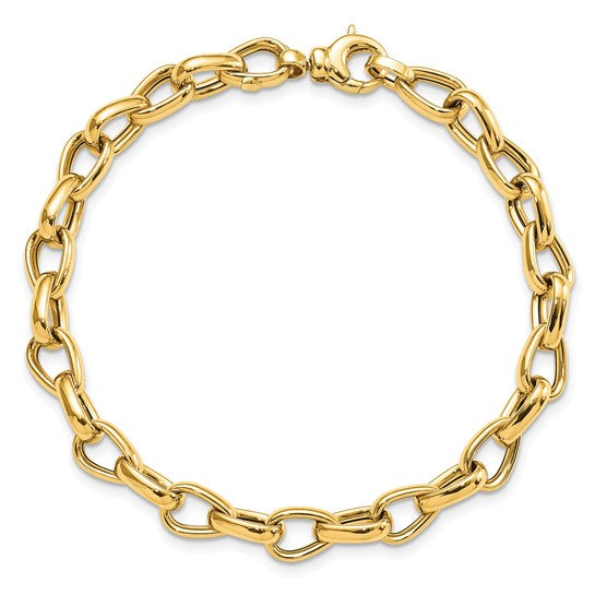 Pulsera con Enlaces de Diseño en Oro de 14k Pulido