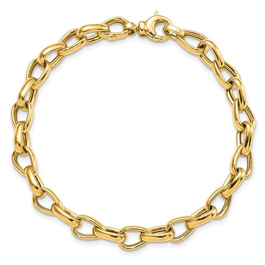 Pulsera con Enlaces de Diseño en Oro de 14k Pulido