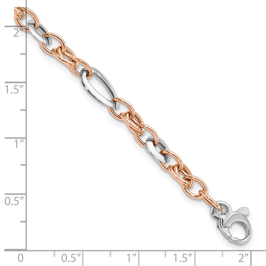 Pulsera de Eslabones Fancy 14K Bicolor (Blanco y Rosa)