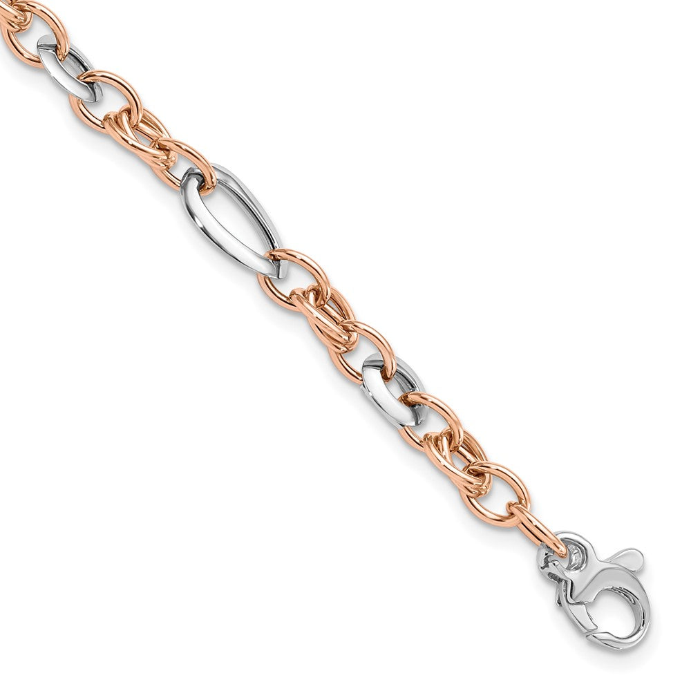 Pulsera de Eslabones Fancy 14K Bicolor (Blanco y Rosa)