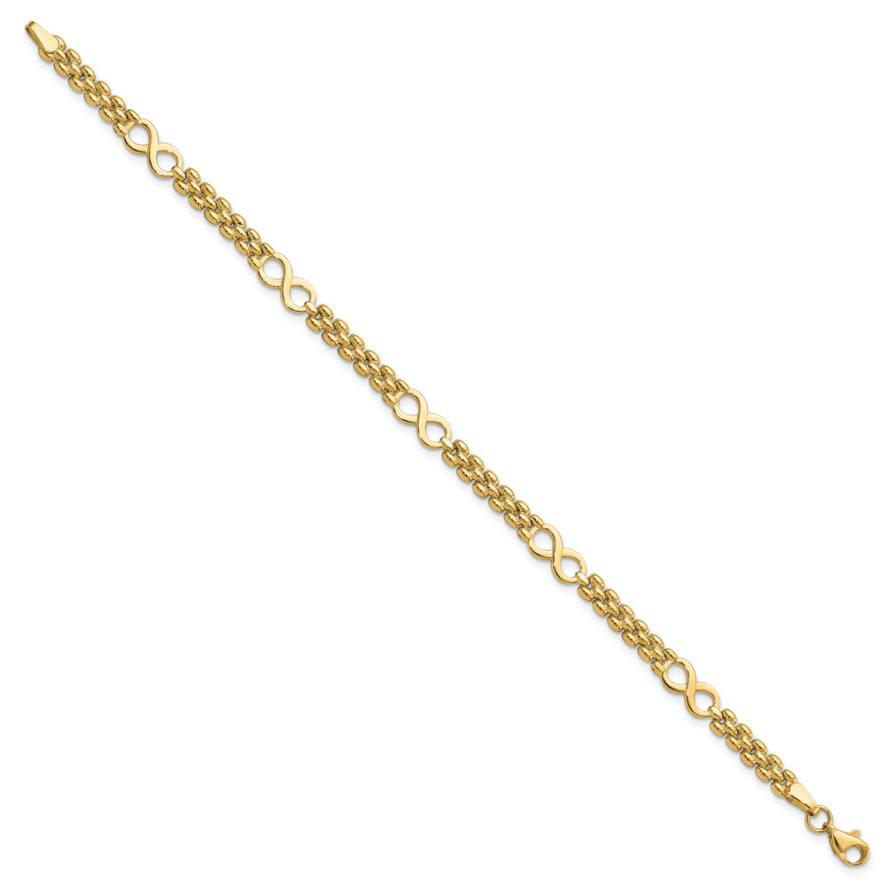 Pulsera Infinity y Fancy Link de 14K Pulida de 7.5 Pulgadas