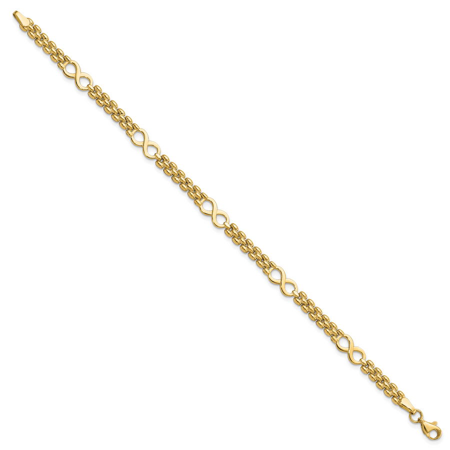 Pulsera Infinity y Fancy Link de 14K Pulida de 7.5 Pulgadas