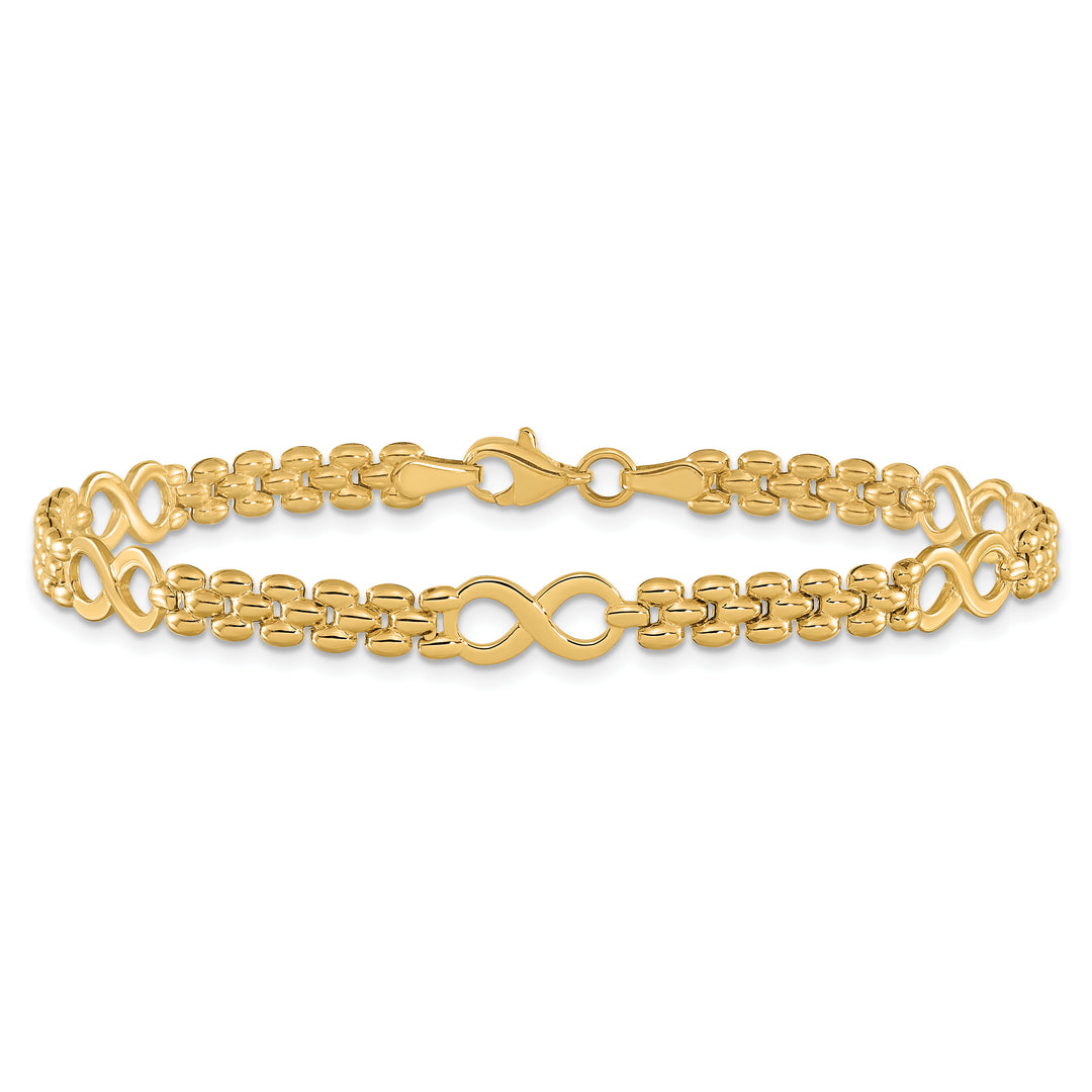 Pulsera Infinity y Fancy Link de 14K Pulida de 7.5 Pulgadas