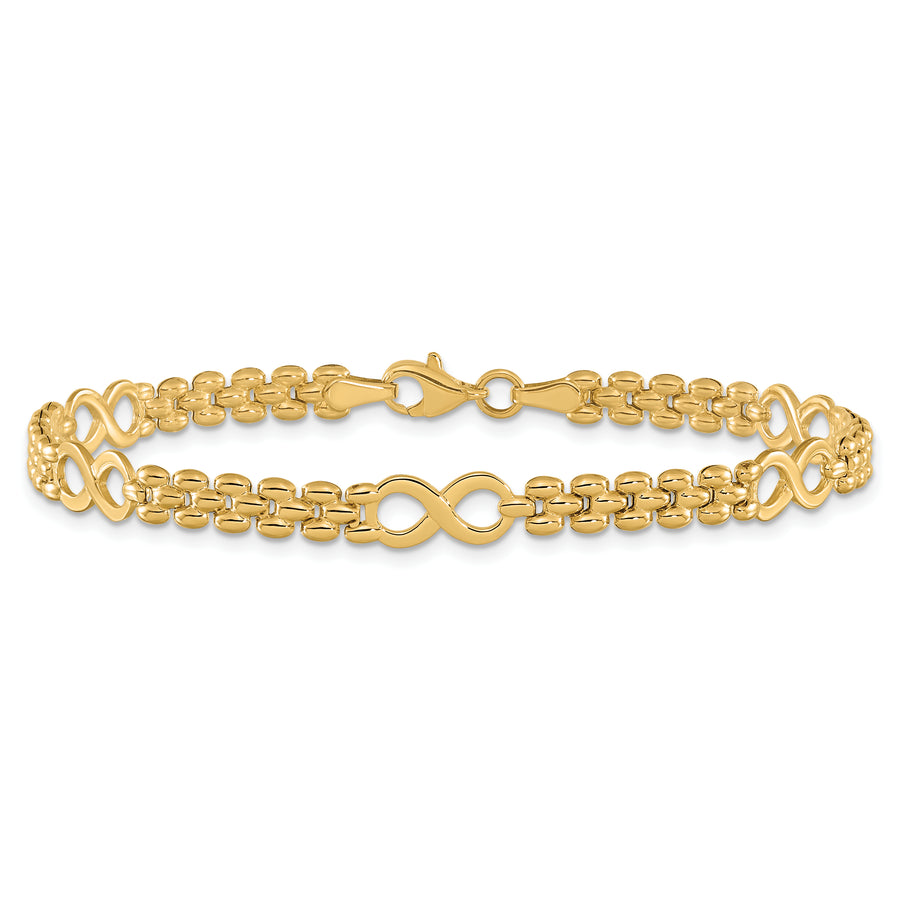 Pulsera Infinity y Fancy Link de 14K Pulida de 7.5 Pulgadas