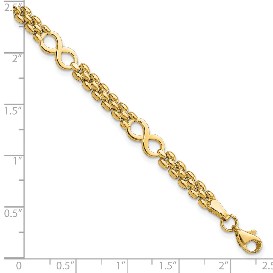 Pulsera Infinity y Fancy Link de 14K Pulida de 7.5 Pulgadas