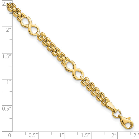 Pulsera Infinity y Fancy Link de 14K Pulida de 7.5 Pulgadas