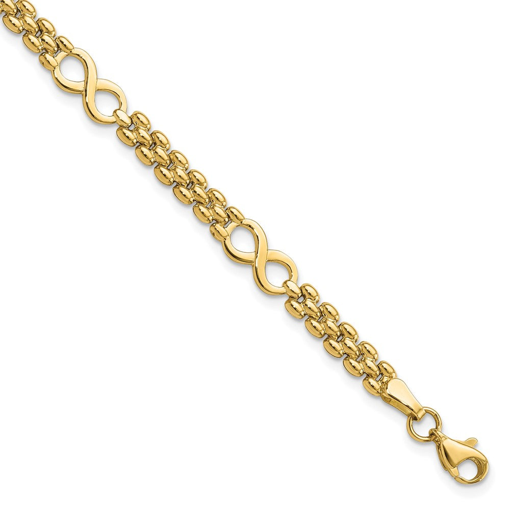Pulsera Infinity y Fancy Link de 14K Pulida de 7.5 Pulgadas