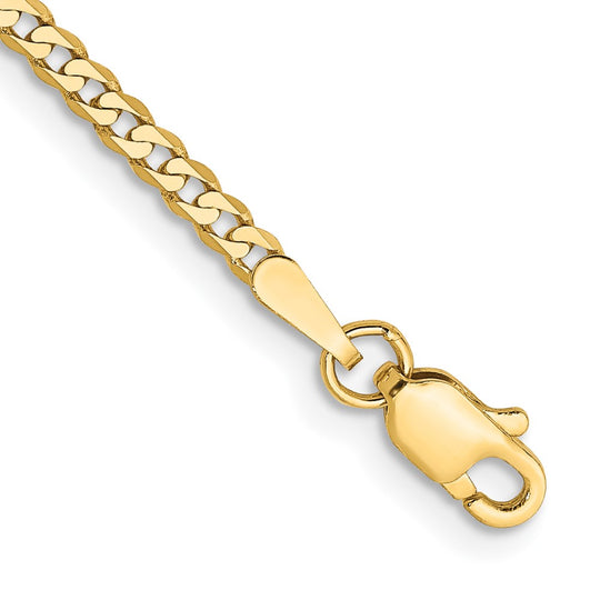 Pulsera Curb Aplanada y Biselada de Oro Blanco de 14k de 8 pulgadas y 7.25 mm con Cierre de Langosta
