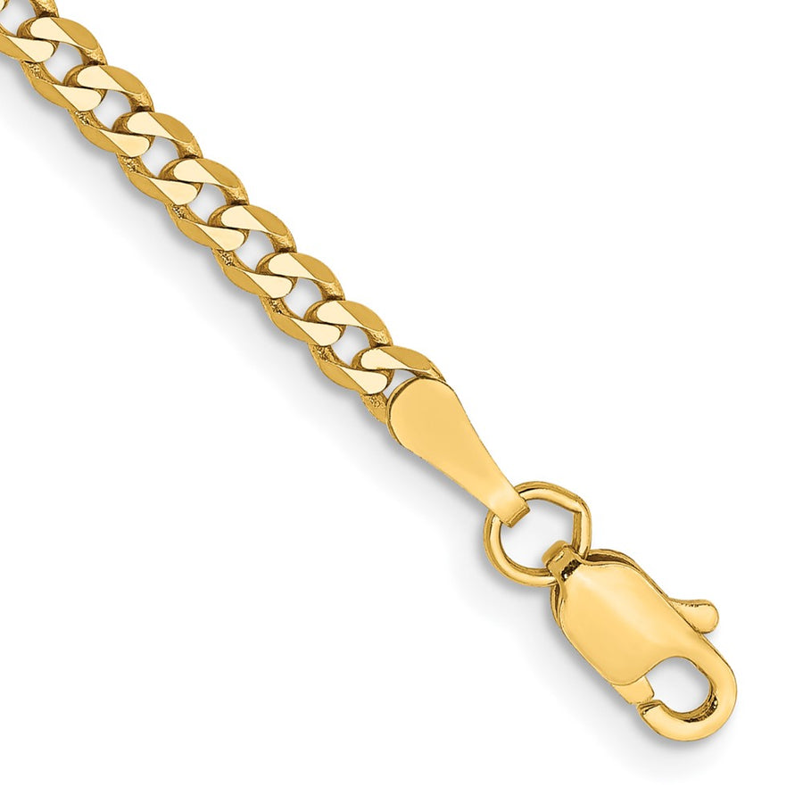 Pulsera Curb Aplanada y Biselada de Oro Amarillo de 14k de 8 Pulgadas y 2.3 mm con Cierre de Langosta