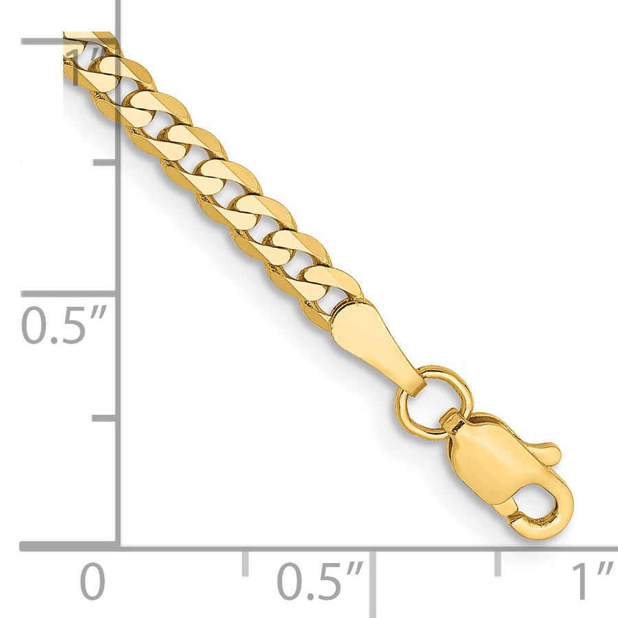 Tobillera de Oro Amarillo 14K de 9 Pulgadas (2.9 mm) con Cierre de Langosta y Biselado