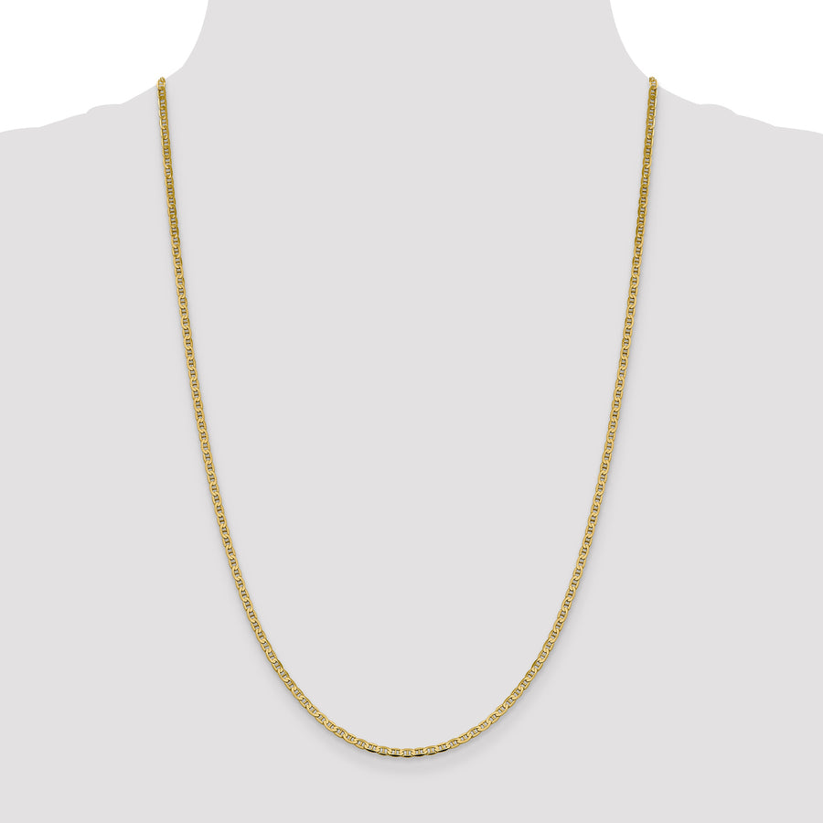 Cadena de ancla cóncava de 14k y 2,4 mm