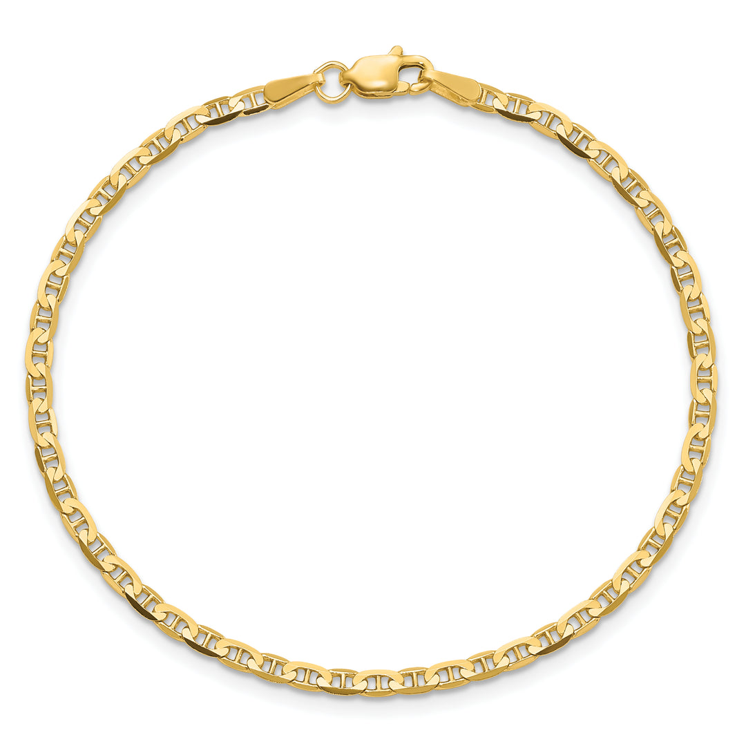 Tobillera de Oro Amarillo de 14K de 10 Pulgadas y 2.4 mm con Cadena de Ancla y Cierre de Anillo de Resorte