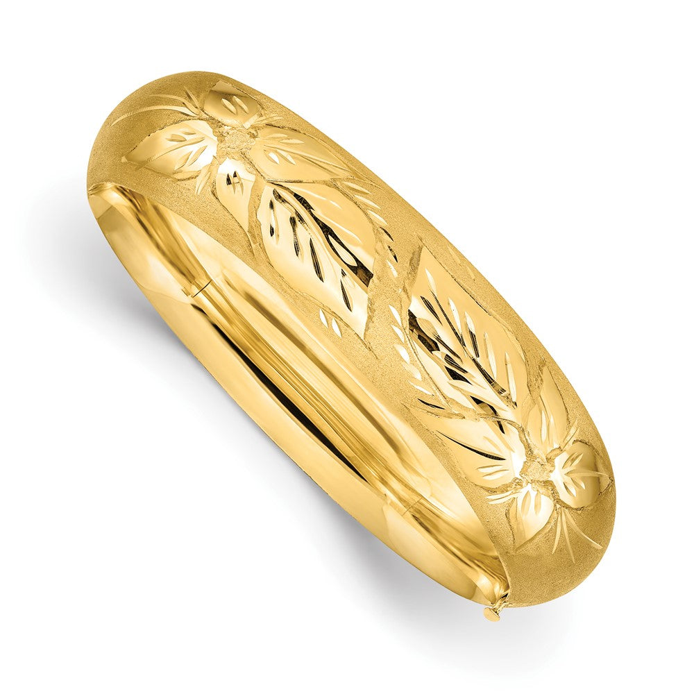 14K Yellow Gold Florentine Engraved Oversized Articulated Bracelet (11/16")