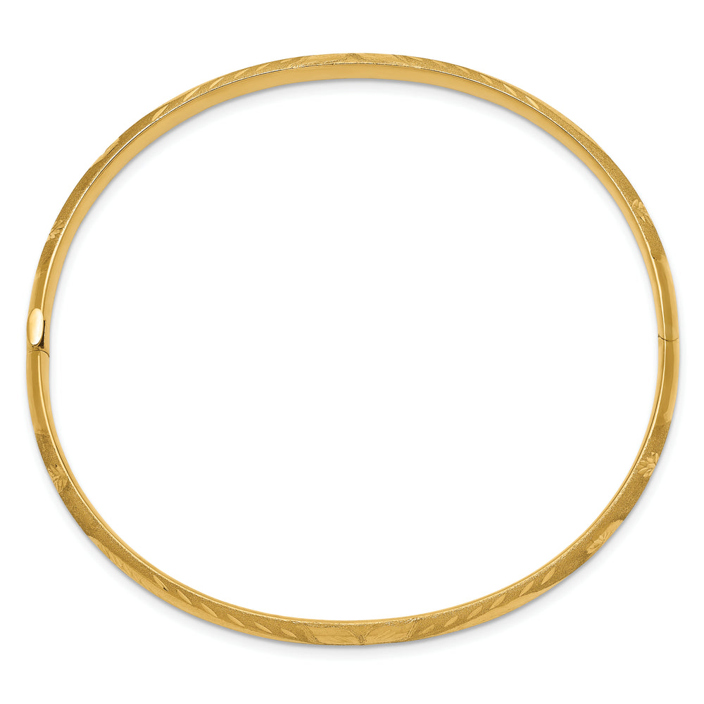 14K Yellow Gold Diamond-Cut Concave Hinged Bangle (5/16")