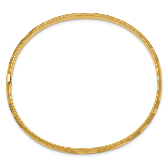14K Yellow Gold Diamond-Cut Concave Hinged Bangle (5/16")