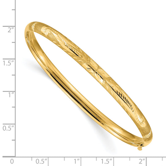 14K Yellow Gold Diamond-Cut Concave Hinged Bangle (5/16")