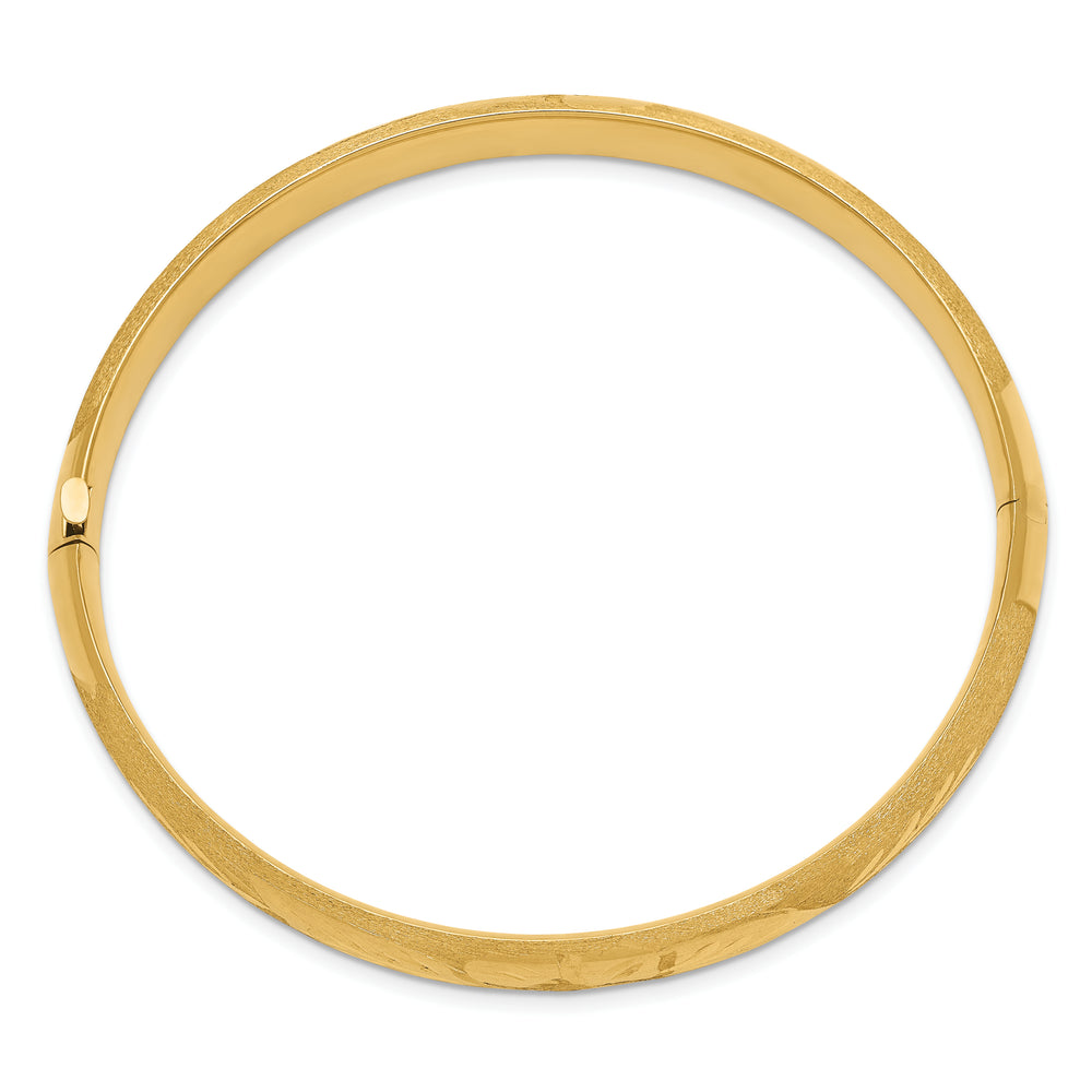 14k Yellow Gold Florentine Engraved Hinged Bangle Bracelet (5/16 inch)