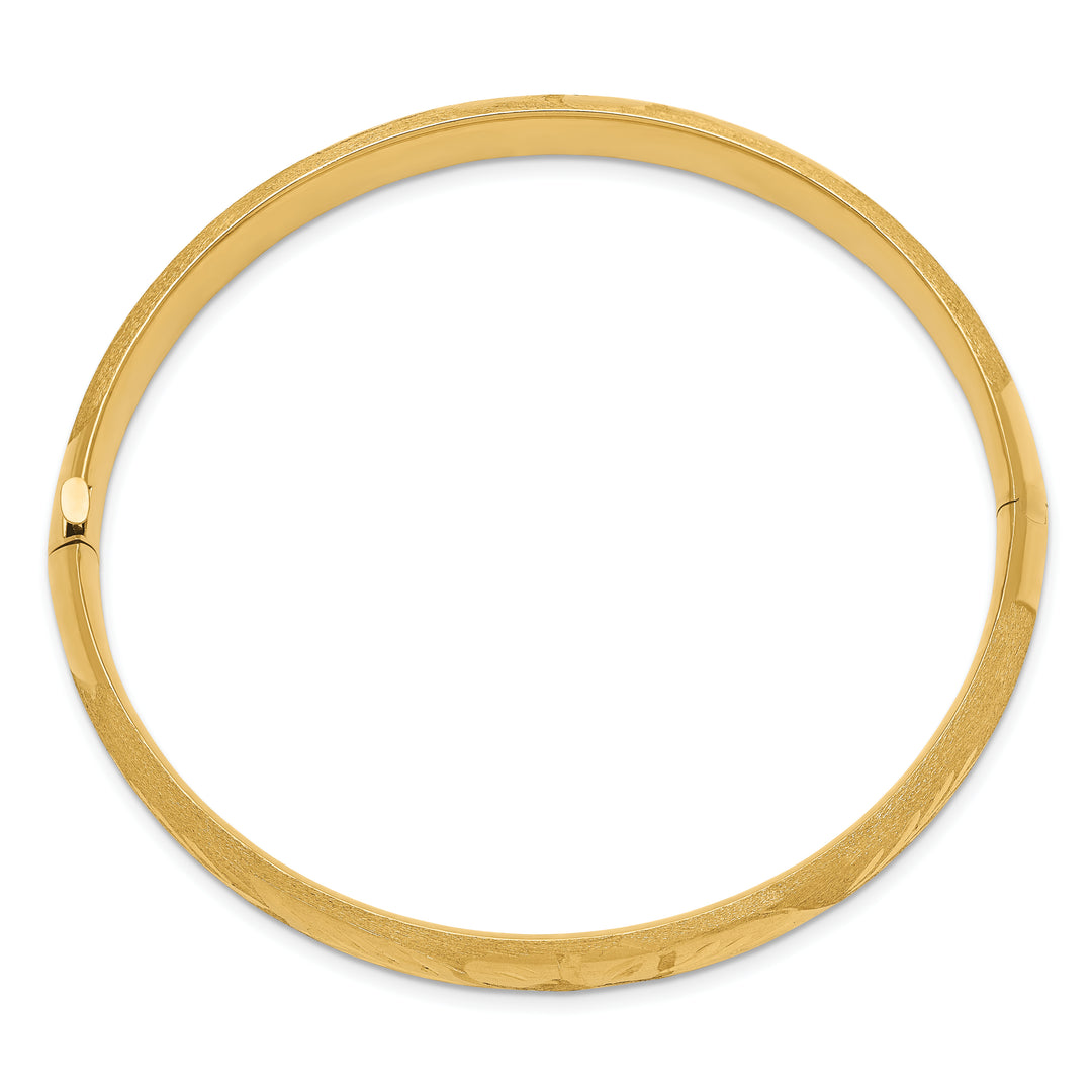 14k Yellow Gold Florentine Engraved Hinged Bangle Bracelet (5/16 inch)