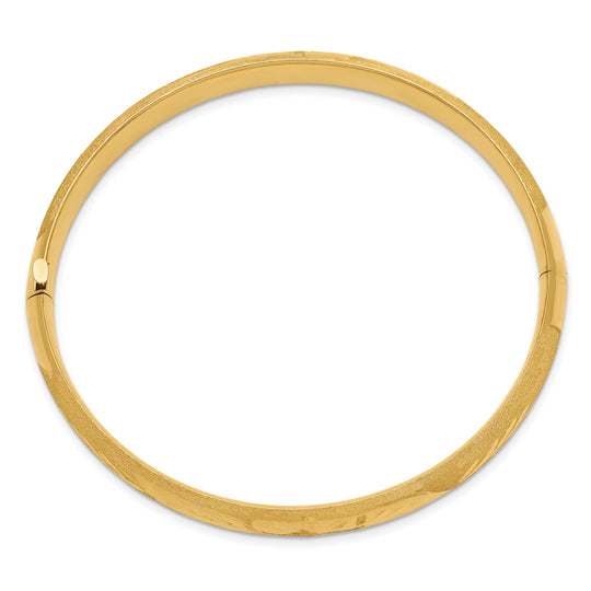 14k Yellow Gold Florentine Engraved Hinged Bangle Bracelet (5/16 inch)