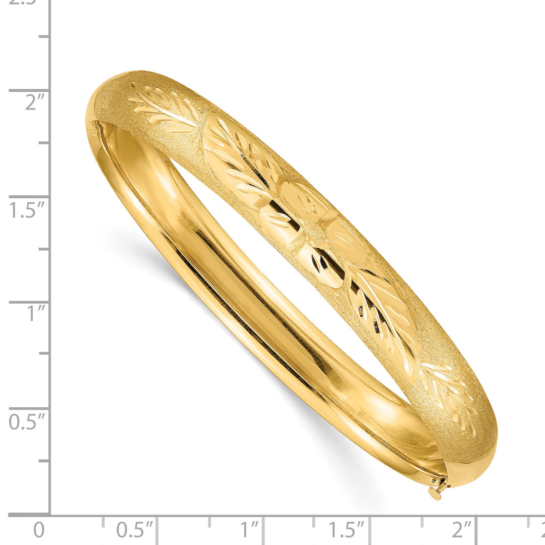 14k Yellow Gold Florentine Engraved Hinged Bangle Bracelet (5/16 inch)