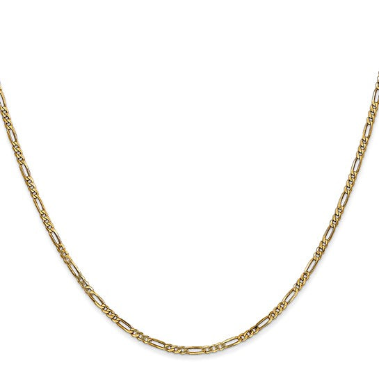 14k 1.8mm Flat Figaro Bracelet