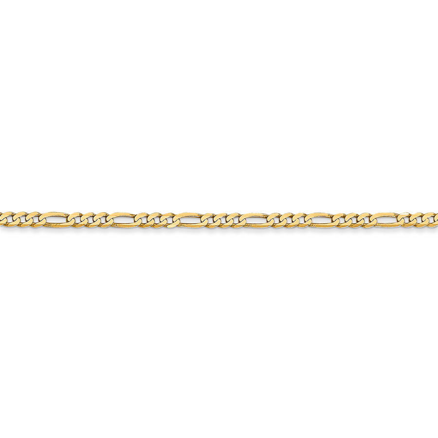 Cadena Figaro plana de 14k y 2,25 mm