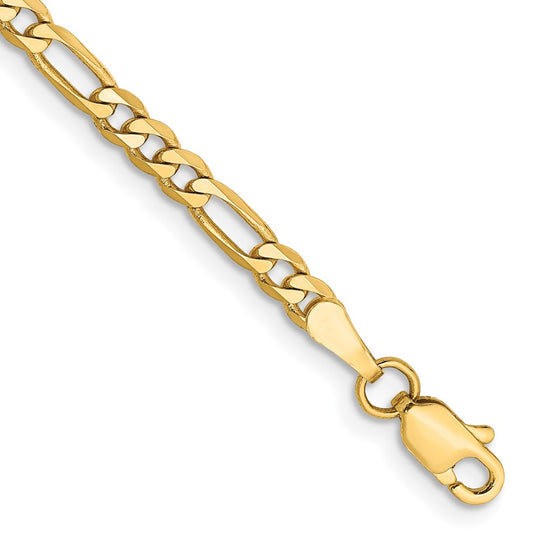 14k 3mm Flat Figaro Bracelet