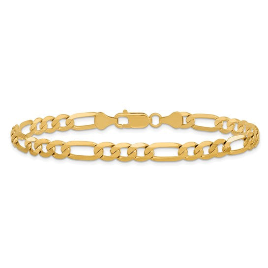 Pulsera Figaro plana de 14k y 6,25 mm