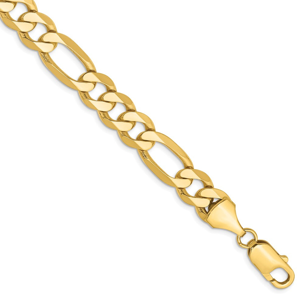 8.75mm Flat Figaro Bracelet in 14k Yellow Gold with Lobster Clasp, 8 inches